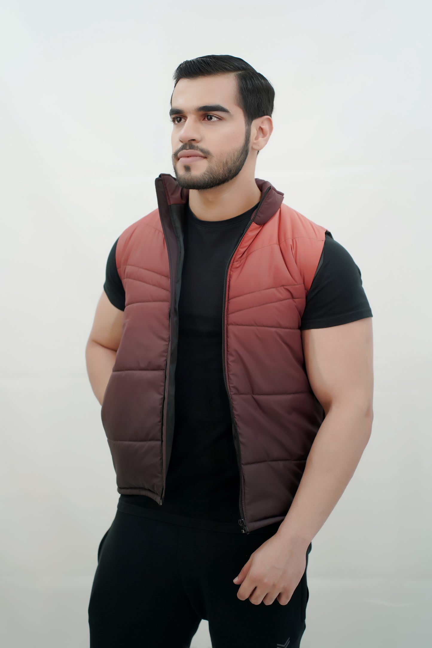 SLEAVELESS SUBLIMATED QUILTED PUFFER JACKET