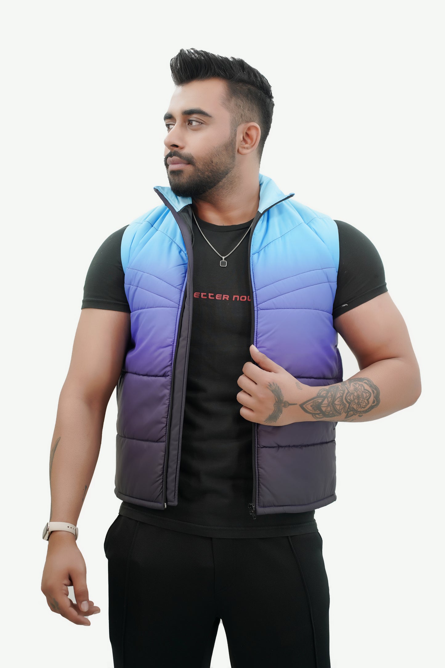 SLEAVELESS SUBLIMATED QUILTED PUFFER JACKET