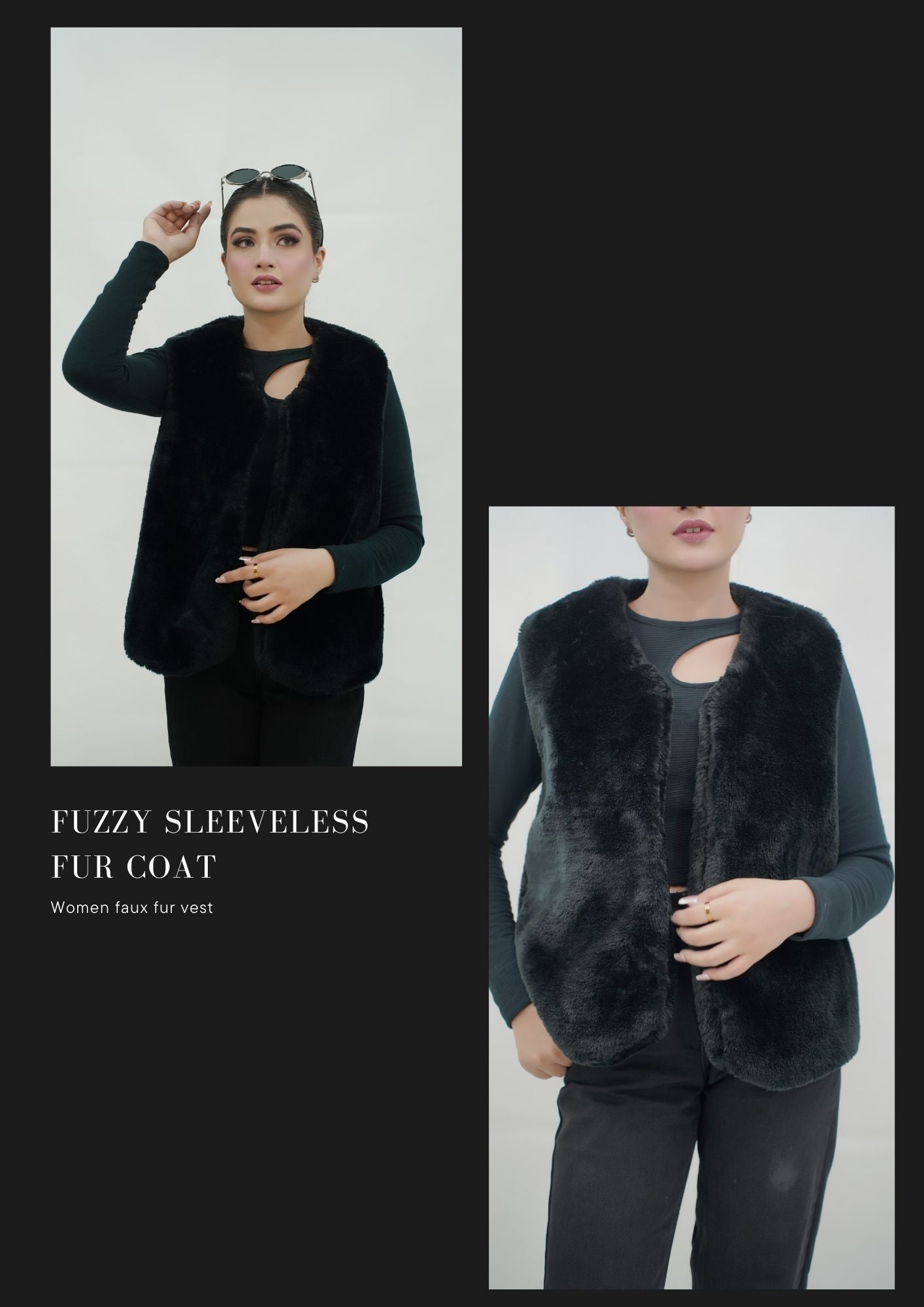 FUZZY SLEEVLESS COAT JACKET