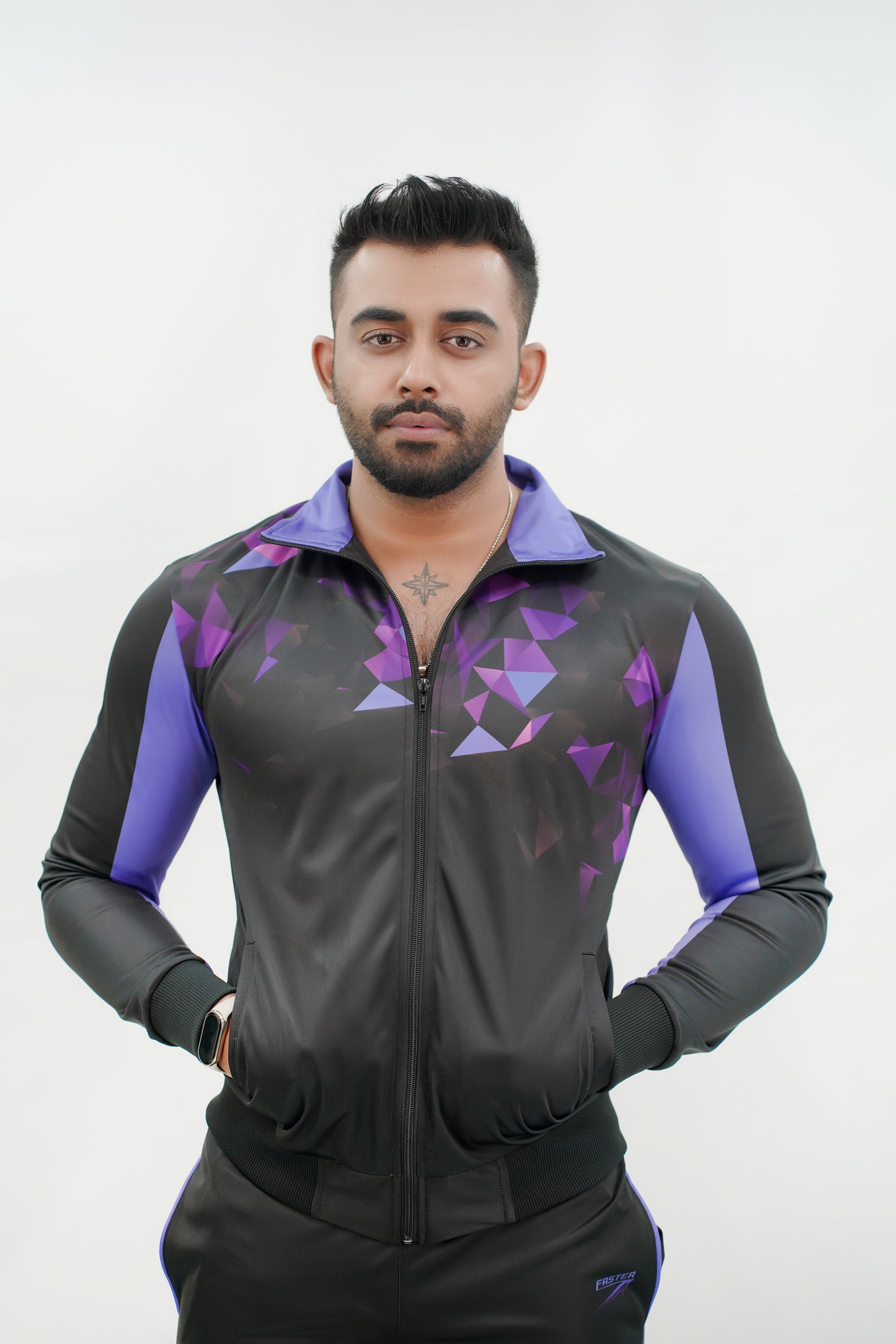 MEN Full Sleeves Tracksuit with Abstract Hem