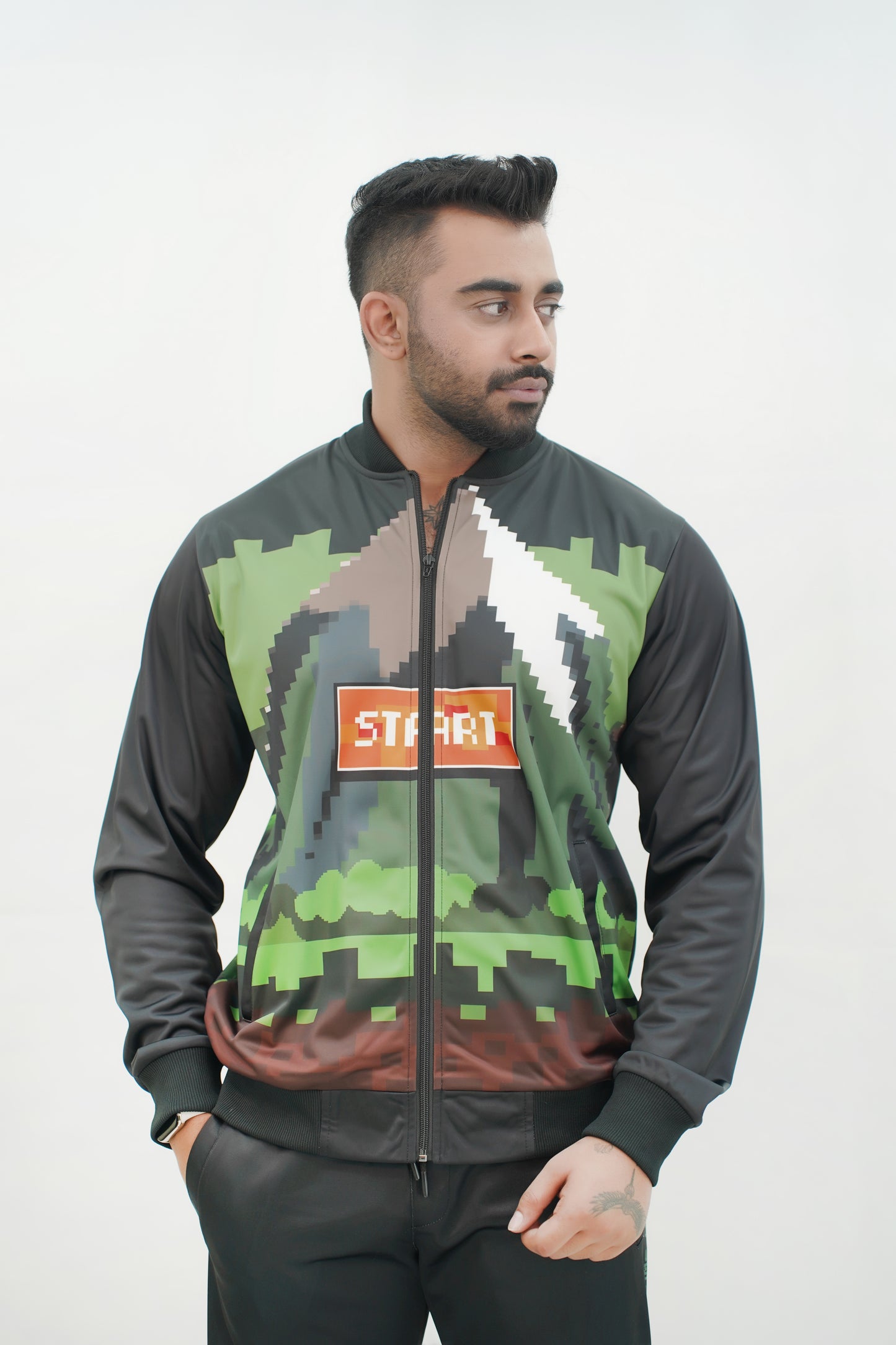 Game Over Contrast Printed Winter Tracksuit For Men