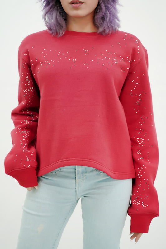 Curved Hem studded sweatshirt