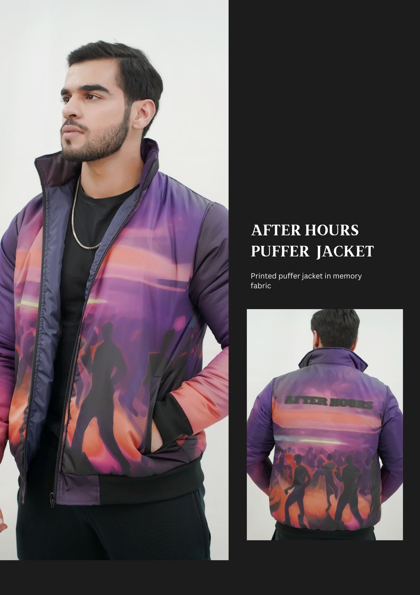 After Hours Printed Puffer Jacket Bas