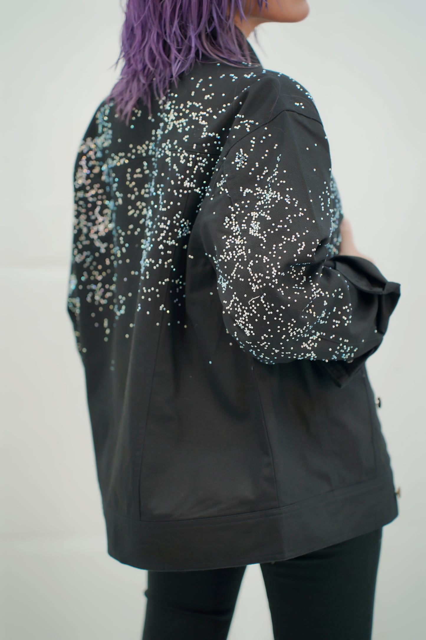 STARRY CRYSTALS NIGHT DENIM JACKET FOR WOMEN