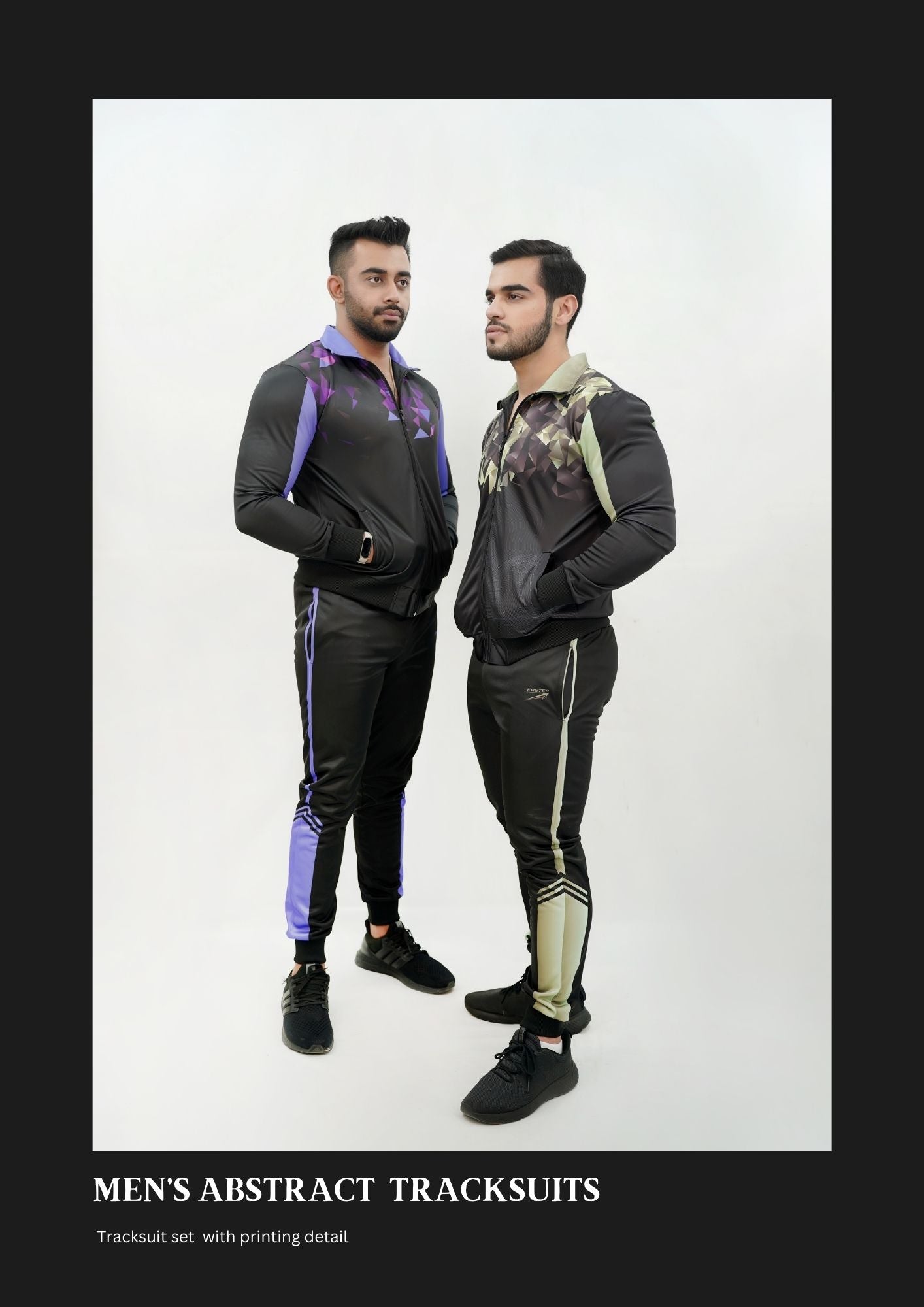 MEN Full Sleeves Tracksuit with Abstract Hem