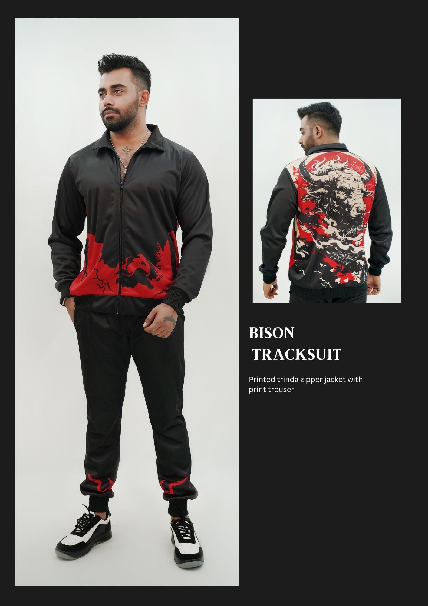 MEN Full Sleeves Tracksuit with Abstract Hem