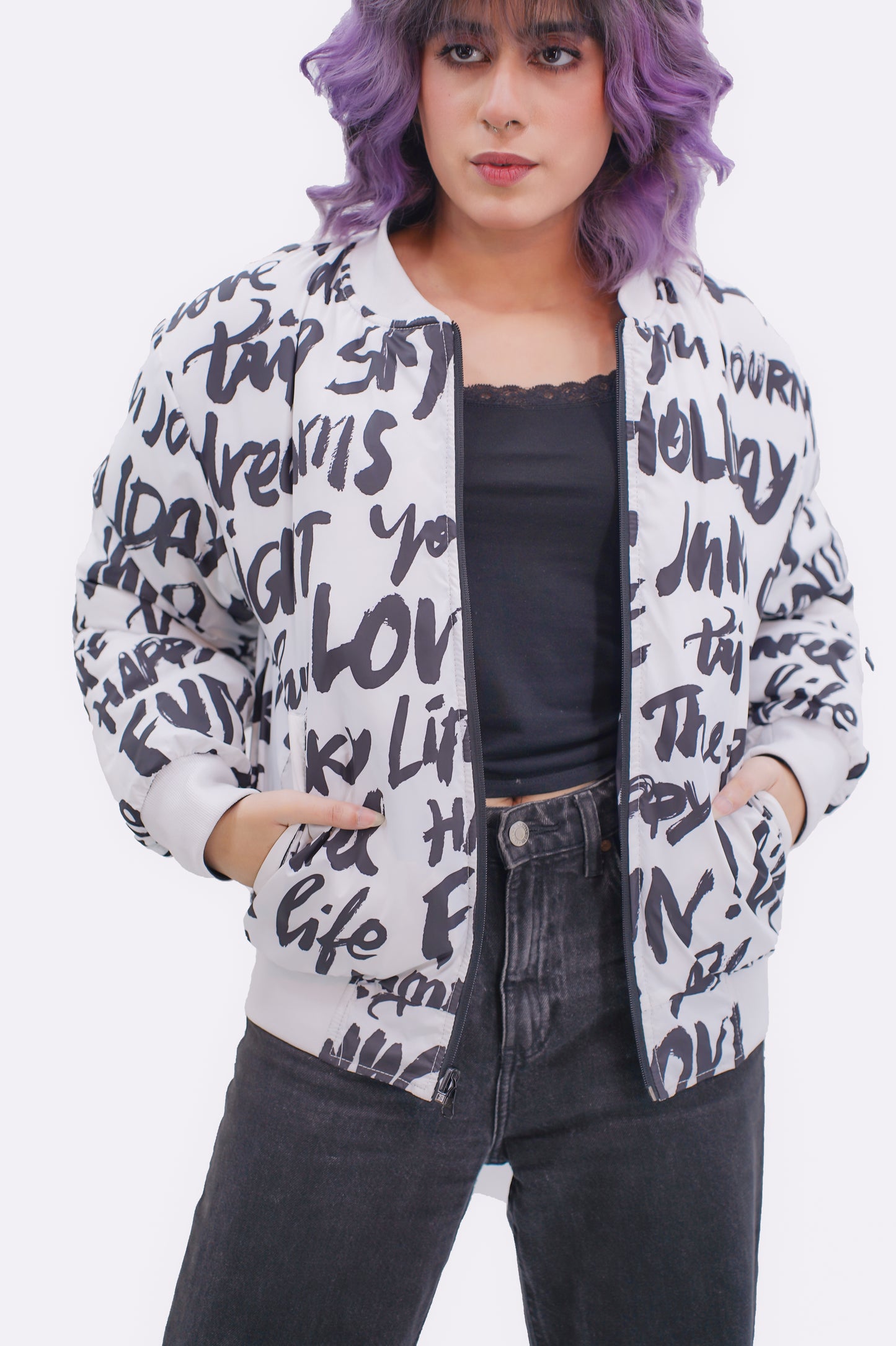 WOMEN SUBLIMATED REVERSABLE PUFFER JACKET