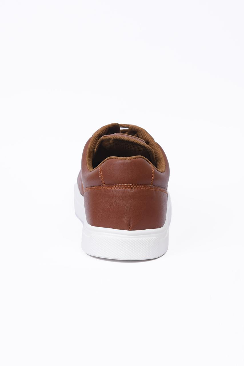 PU Leather Perforated Sneaker Tan