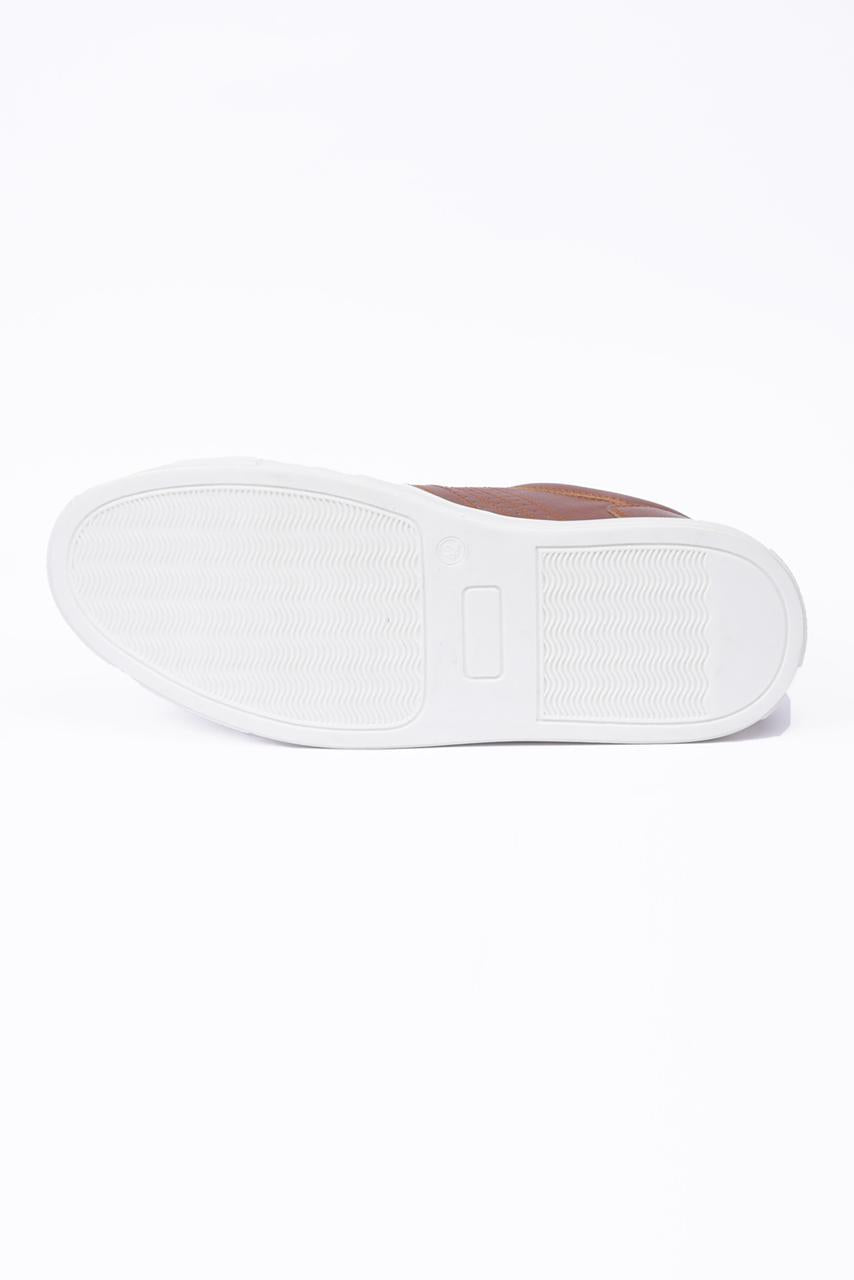 PU Leather Perforated Sneaker Tan