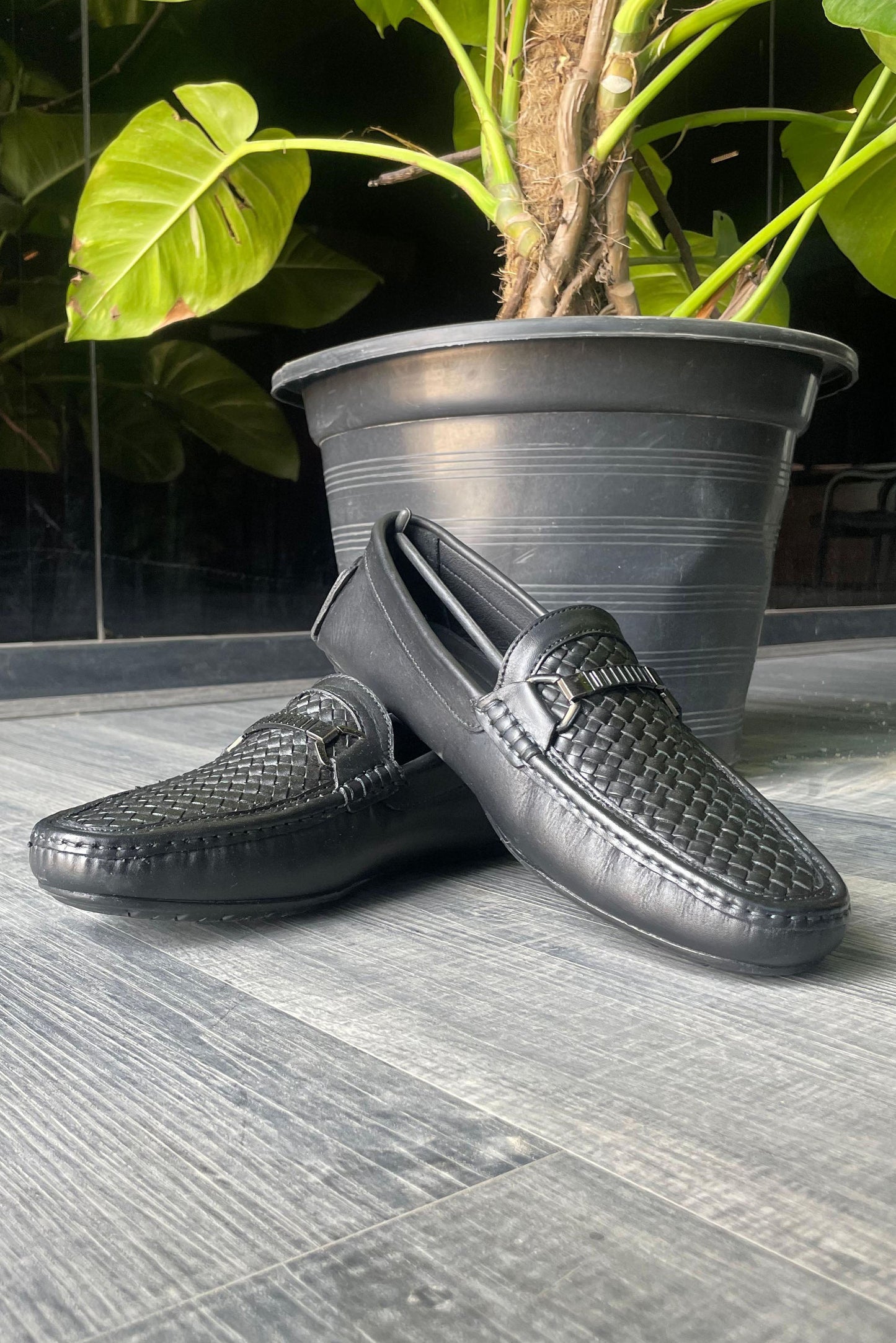 Woven Leather Driving Shoe