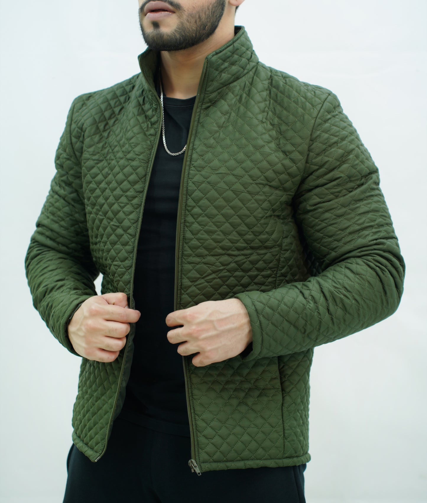 FULL SLEAVE DIAMOND QUILTED PUFFER JACKET