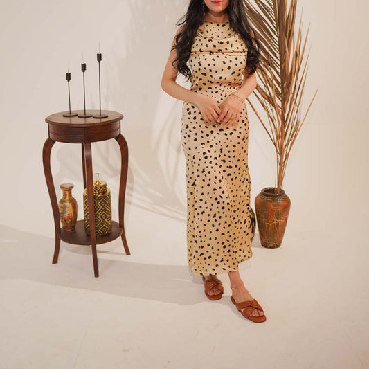 Silk cheetah strap printed dress